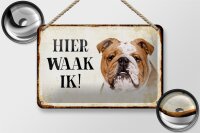 Blechschild Spruch 18x12cm holländisch Hier Waak ik...