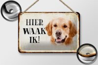 Blechschild Spruch 18x12cm holländisch Hier Waak ik...