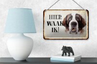 Blechschild Spruch 18x12cm holländisch Hier Waak ik Bernhardiner Dekoration