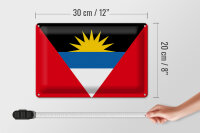 Blechschild Flagge Antigua und Barbuda 30x20cm Flag