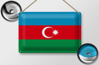 Blechschild Flagge Aserbaidschan 30x20cm Flag of Azerbaijan