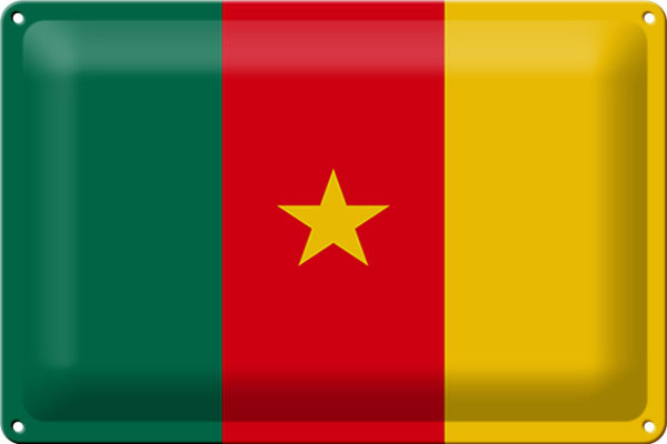 Blechschild Flagge Kamerun 30x20cm Flag of Cameroon