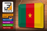 Blechschild Flagge Kamerun 30x20cm Flag of Cameroon