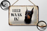Blechschild Spruch 18x12cm holländisch Hier Waak ik...