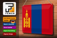 Blechschild Flagge Mongolei 30x20cm Flag of Mongolia