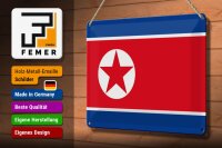Blechschild Flagge Nordkorea 30x20cm Flag of North Korea