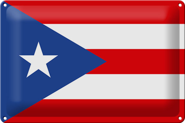 Blechschild Flagge Puerto Ricos 30x20cm Flag of Puerto Rico