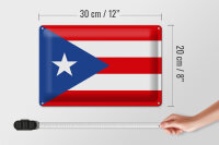 Blechschild Flagge Puerto Ricos 30x20cm Flag of Puerto Rico