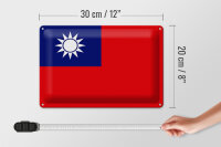 Blechschild Flagge China 30x20cm Flag of Taiwan