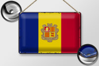 Blechschild Flagge Andorra 30x20cm Retro Flag of Andora