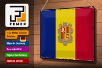 Blechschild Flagge Andorra 30x20cm Retro Flag of Andora