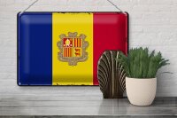 Blechschild Flagge Andorra 30x20cm Retro Flag of Andora
