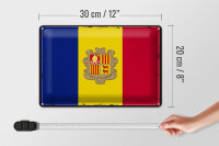 Blechschild Flagge Andorra 30x20cm Retro Flag of Andora