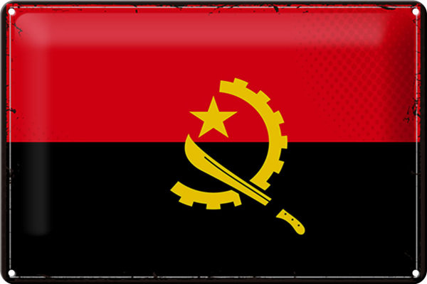 Blechschild Flagge Angolas 30x20cm Retro Flag of Angola