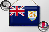 Blechschild Flagge Anguillas 30x20cm Retro Flag of Anguilla
