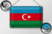 Blechschild Flagge Aserbaidschan 30x20cm Retro Azerbaijan