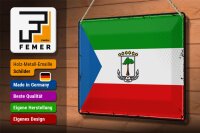 Blechschild Flagge Äquatorialguinea 30x20cm Retro Flag