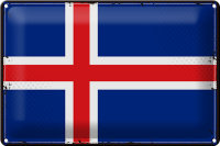 Blechschild Flagge Island 30x20cm Retro Flag of Iceland