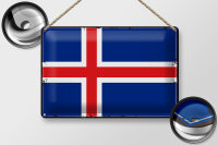 Blechschild Flagge Island 30x20cm Retro Flag of Iceland