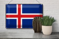 Blechschild Flagge Island 30x20cm Retro Flag of Iceland