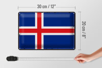Blechschild Flagge Island 30x20cm Retro Flag of Iceland