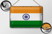 Blechschild Flagge Indien 30x20cm Retro Flag of India
