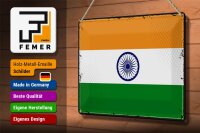 Blechschild Flagge Indien 30x20cm Retro Flag of India