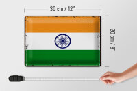Blechschild Flagge Indien 30x20cm Retro Flag of India