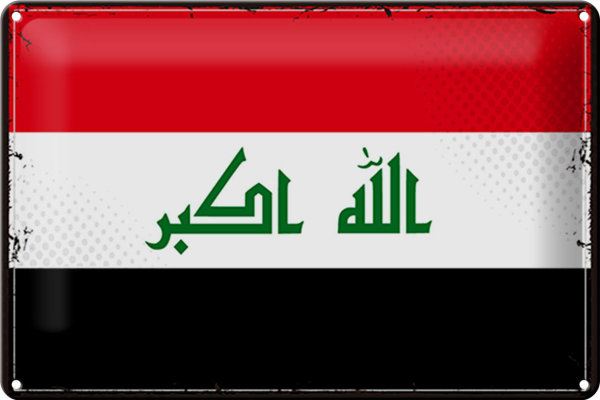 Blechschild Flagge Irak 30x20cm Retro Flag of Iraq
