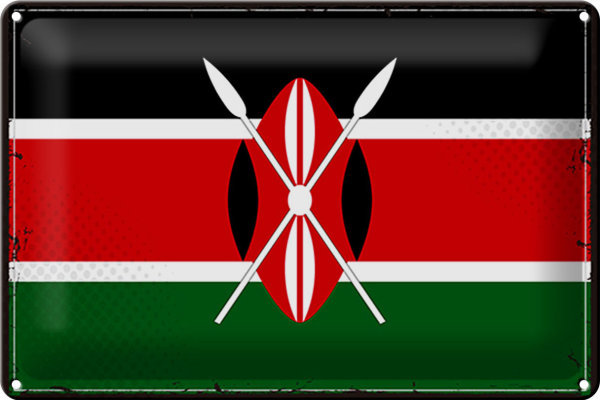 Blechschild Flagge Kenia 30x20cm Retro Flag of Kenya
