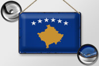 Blechschild Flagge Kosovo 30x20cm Retro Flag of Kosovo