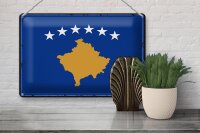 Blechschild Flagge Kosovo 30x20cm Retro Flag of Kosovo