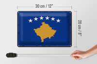 Blechschild Flagge Kosovo 30x20cm Retro Flag of Kosovo