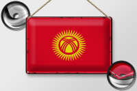 Blechschild Flagge Kirgisistan 30x20cm Retro Kyrgyzstan