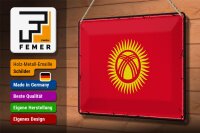 Blechschild Flagge Kirgisistan 30x20cm Retro Kyrgyzstan