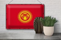 Blechschild Flagge Kirgisistan 30x20cm Retro Kyrgyzstan