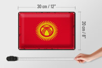 Blechschild Flagge Kirgisistan 30x20cm Retro Kyrgyzstan