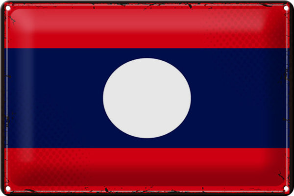 Blechschild Flagge Laos 30x20cm Retro Flag of Laos
