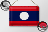 Blechschild Flagge Laos 30x20cm Retro Flag of Laos