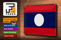 Blechschild Flagge Laos 30x20cm Retro Flag of Laos