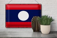 Blechschild Flagge Laos 30x20cm Retro Flag of Laos