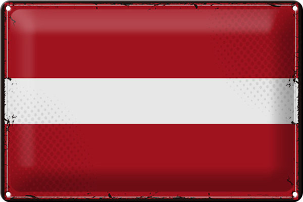 Blechschild Flagge Lettland 30x20cm Retro Flag of Latvia