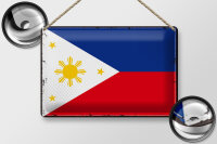 Blechschild Flagge Philippinen 30x20cm Retro Philippines