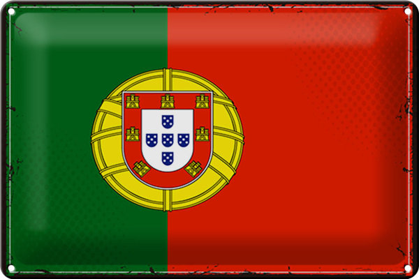 Blechschild Flagge Portugal 30x20cm Retro Flag of Portugal