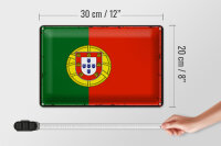Blechschild Flagge Portugal 30x20cm Retro Flag of Portugal
