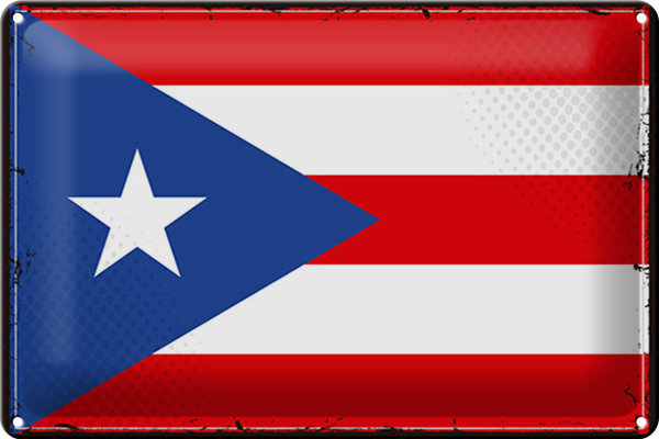 Blechschild Flagge Puerto Rico 30x20cm Retro Puerto Rico
