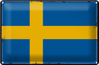 Blechschild Flagge Schweden 30x20cm Retro Flag of Sweden
