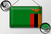 Blechschild Flagge Sambia 30x20cm Retro Flag of Zambia