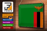 Blechschild Flagge Sambia 30x20cm Retro Flag of Zambia