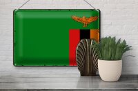 Blechschild Flagge Sambia 30x20cm Retro Flag of Zambia